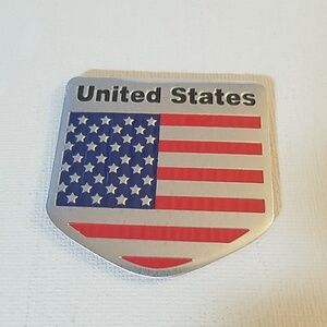 USA Flag Metal Decal w Sticker Backer 3" x 3"